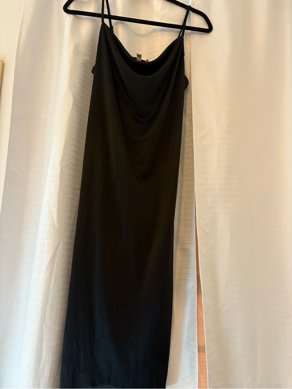 Black Slip Dress with Cowl Neck